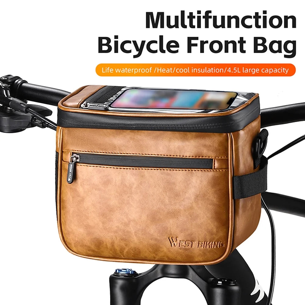 Waterproof PU Leather Bike Front Bag with Touchscreen Phone Holder H794769