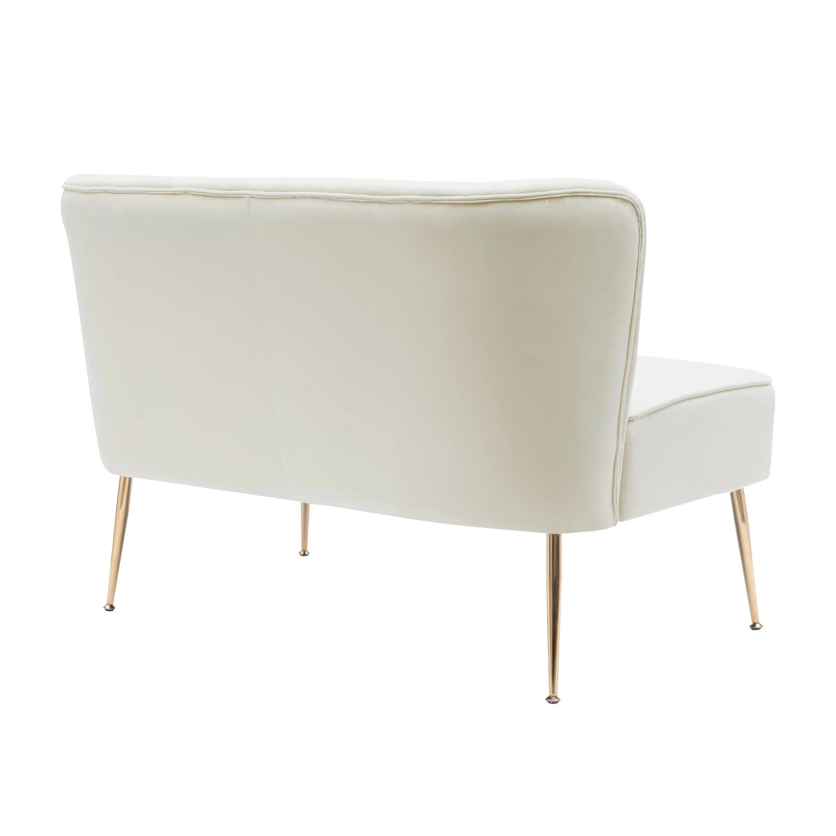 46" Wide Ivory Velvet Upholstered Love Seat Sofa Q2020