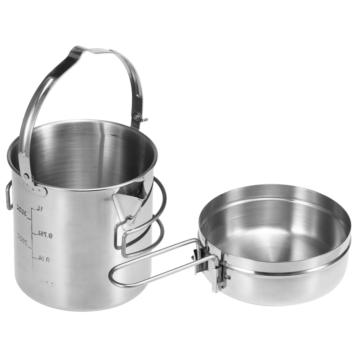 Stainless Steel Camping Pot with Foldable Handle, 1L Capacity K7951