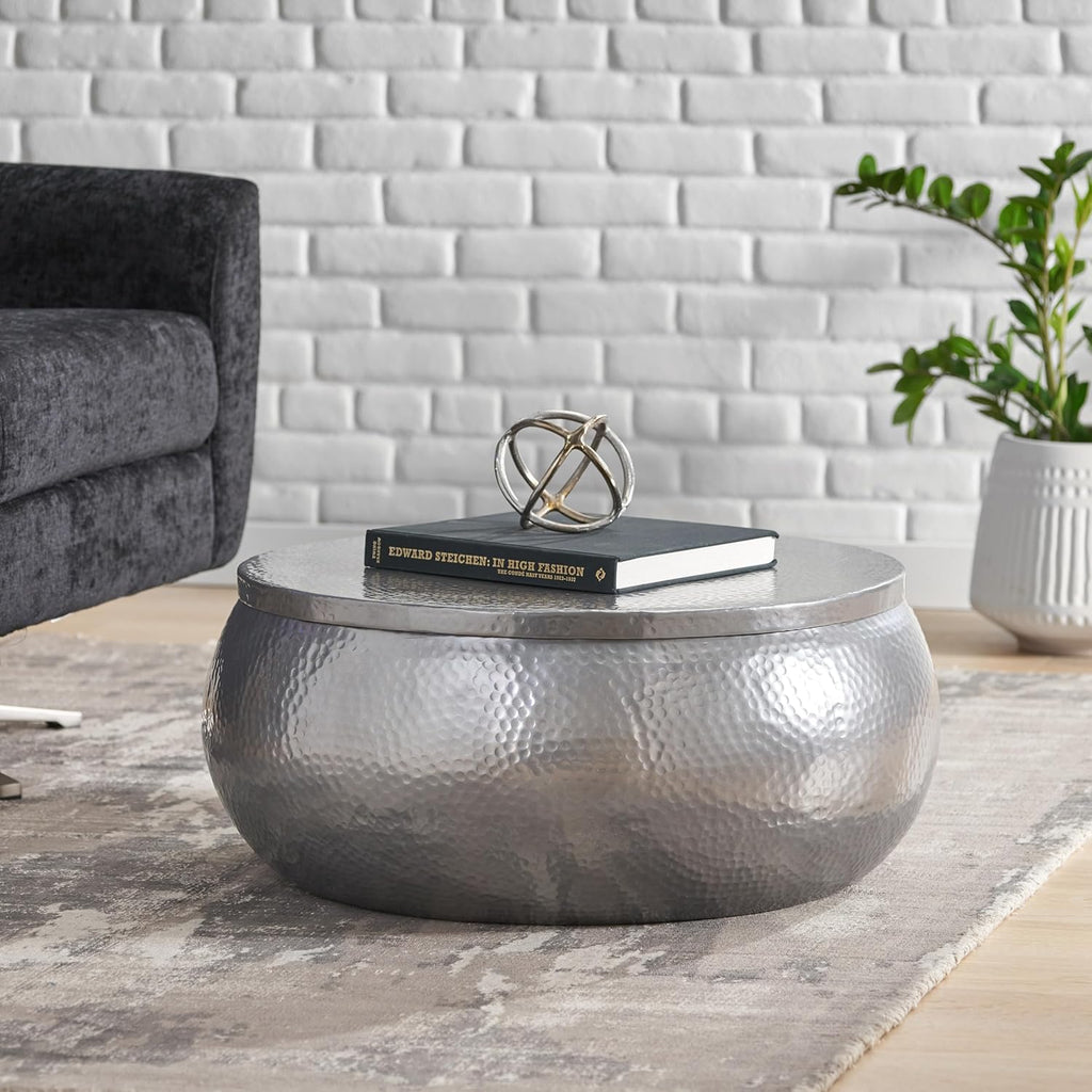 29" Solid Aluminum Round Drum Coffee Table I47720