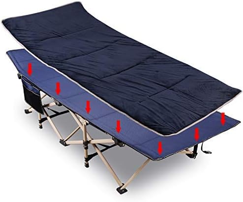 Blue Folding Camping Cot with Pad and Carry Bag T614