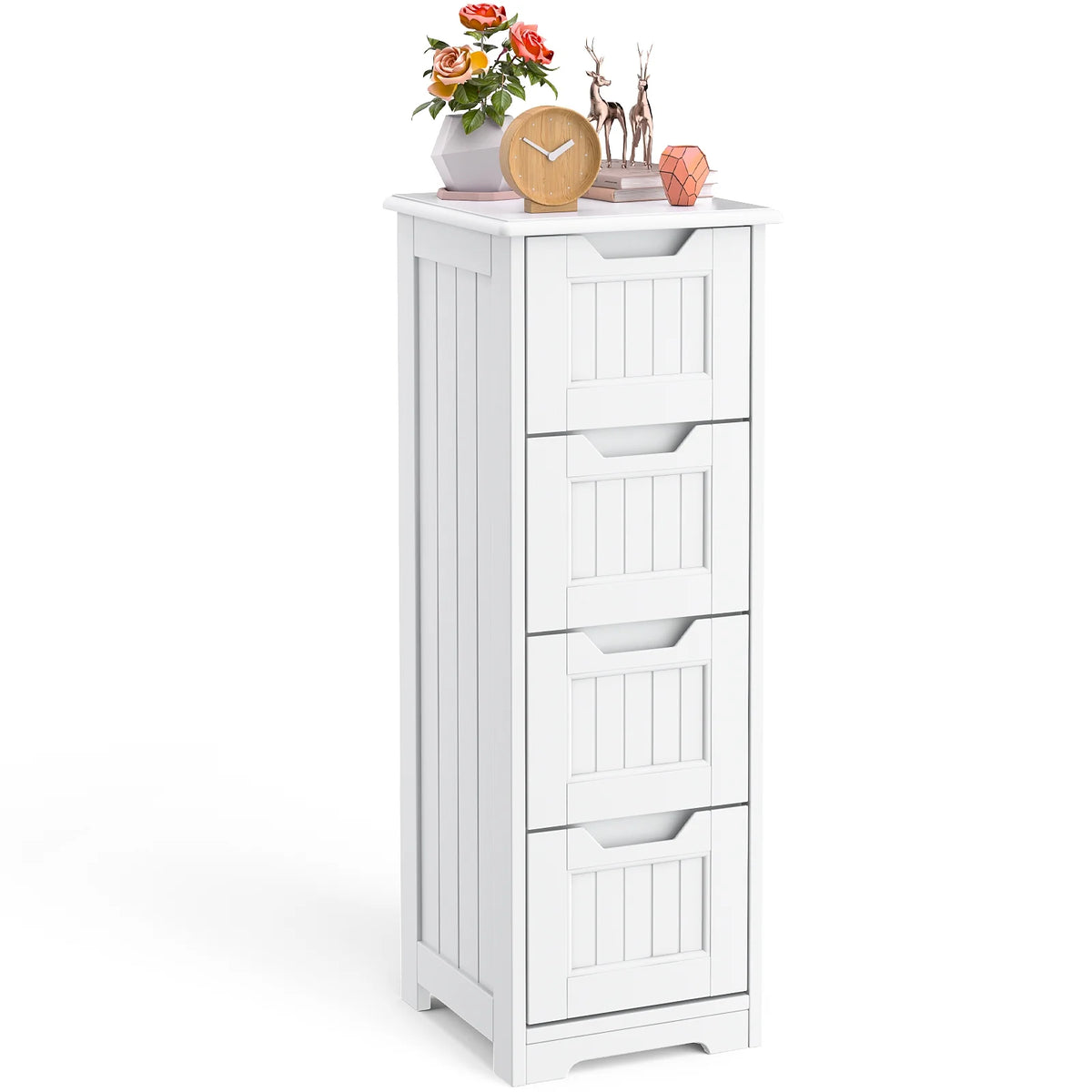 White 4 Drawer Bathroom Floor Cabinet V63160