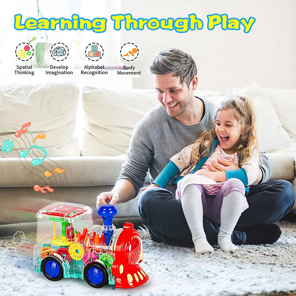 Battery-Powered Baby Train Toy with Light and Music W26166