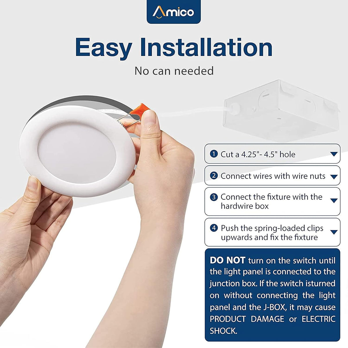 12 Pack 4 Inch Ultra-Thin LED Recessed Light with Junction Box, 3000K/4000K/5000K Selectable, 10W Eqv 60W, Dimmable Downlight O408956