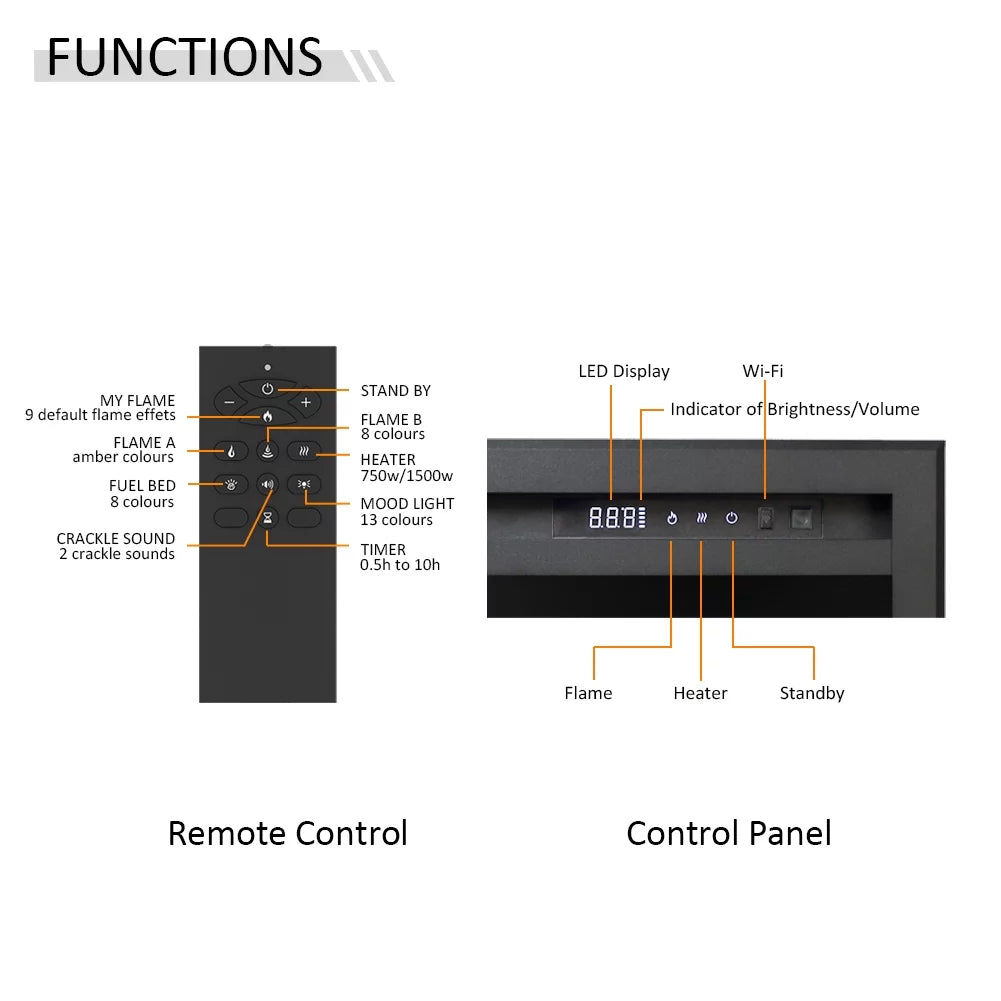 50 Inches Wall Mount Electric Fireplace K946