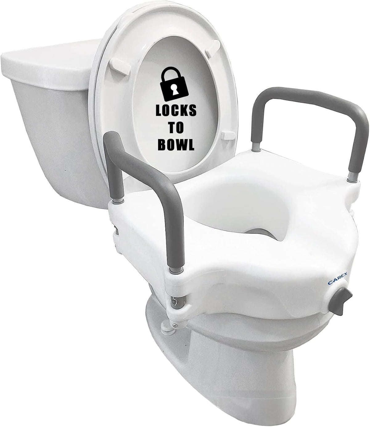 Raised Toilet Seat with Removable or Adjustable Handles - 4.5 Inch Toilet Seat Riser with Arms Y318404