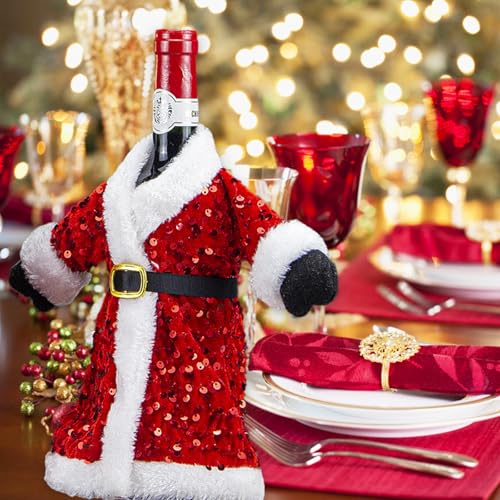 Christmas Red Sequin Wine Bottle Cover A289570