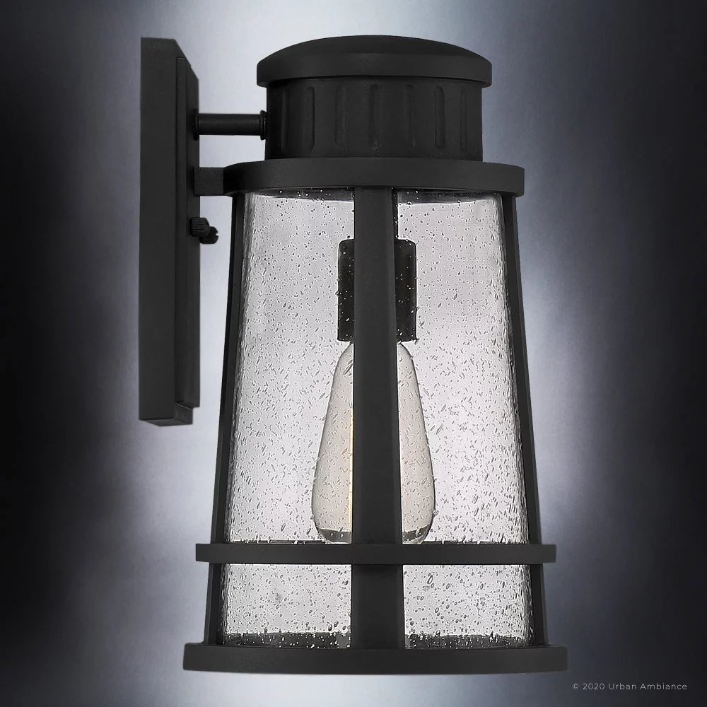 Natural Black Outdoor Wall Sconce with Clear Seeded Glass R6362