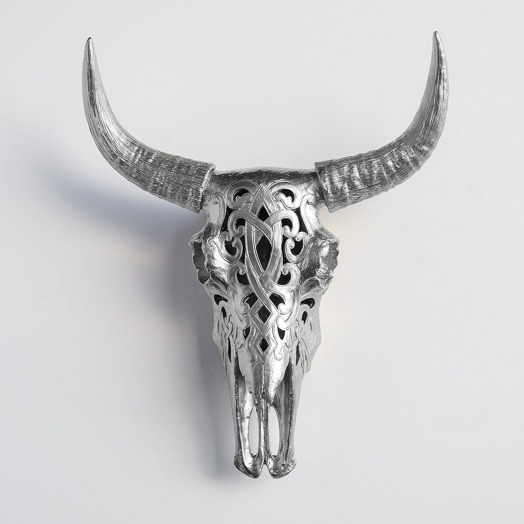 Faux Decorative Carved Cow Skull Wall Mount Q831877