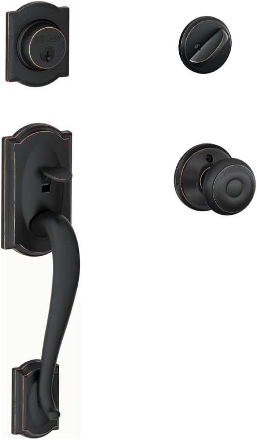 Matte Black Single Cylinder Handleset and Georgian Knob V702742