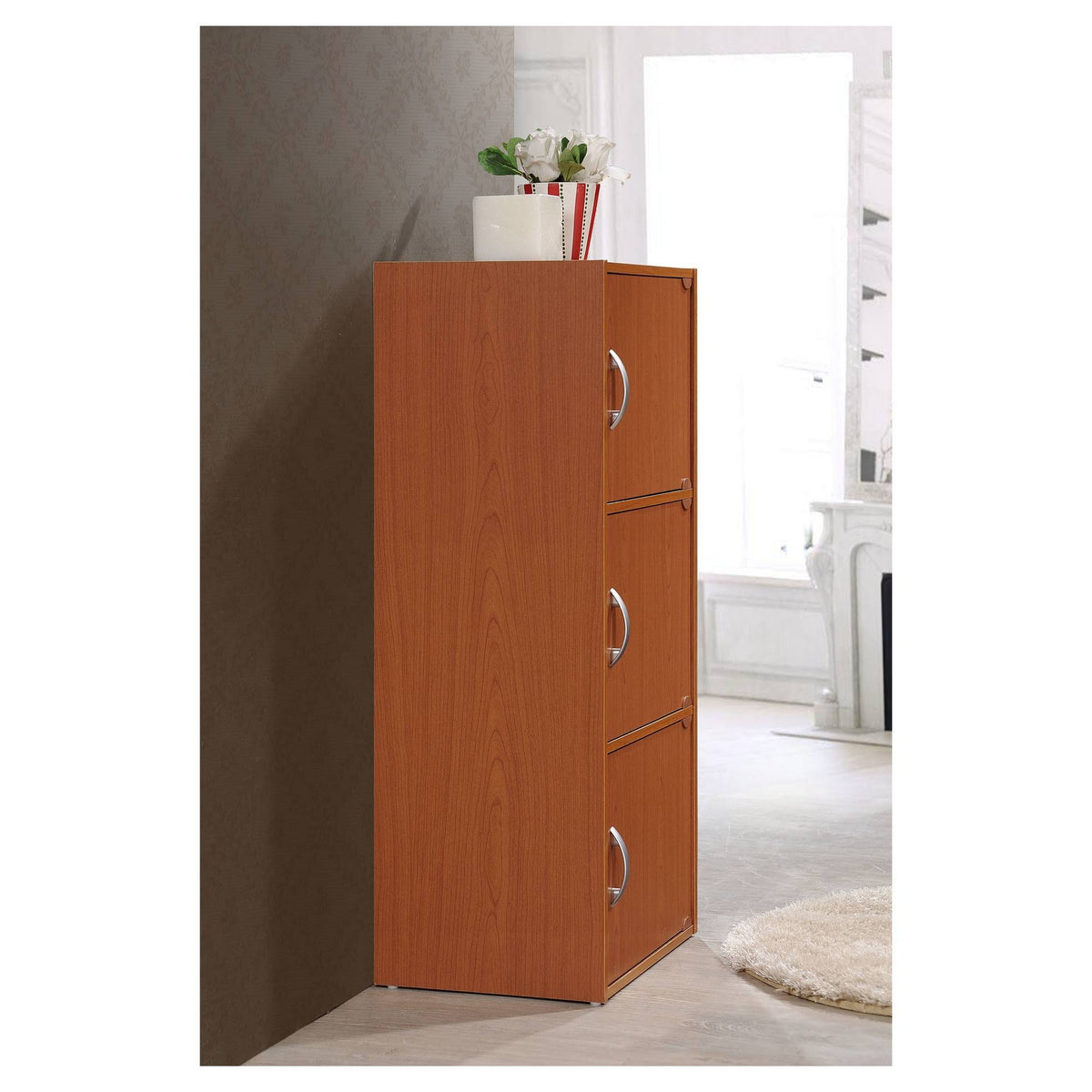 Cherry 3 Shelf 3 Door Bookcase M452