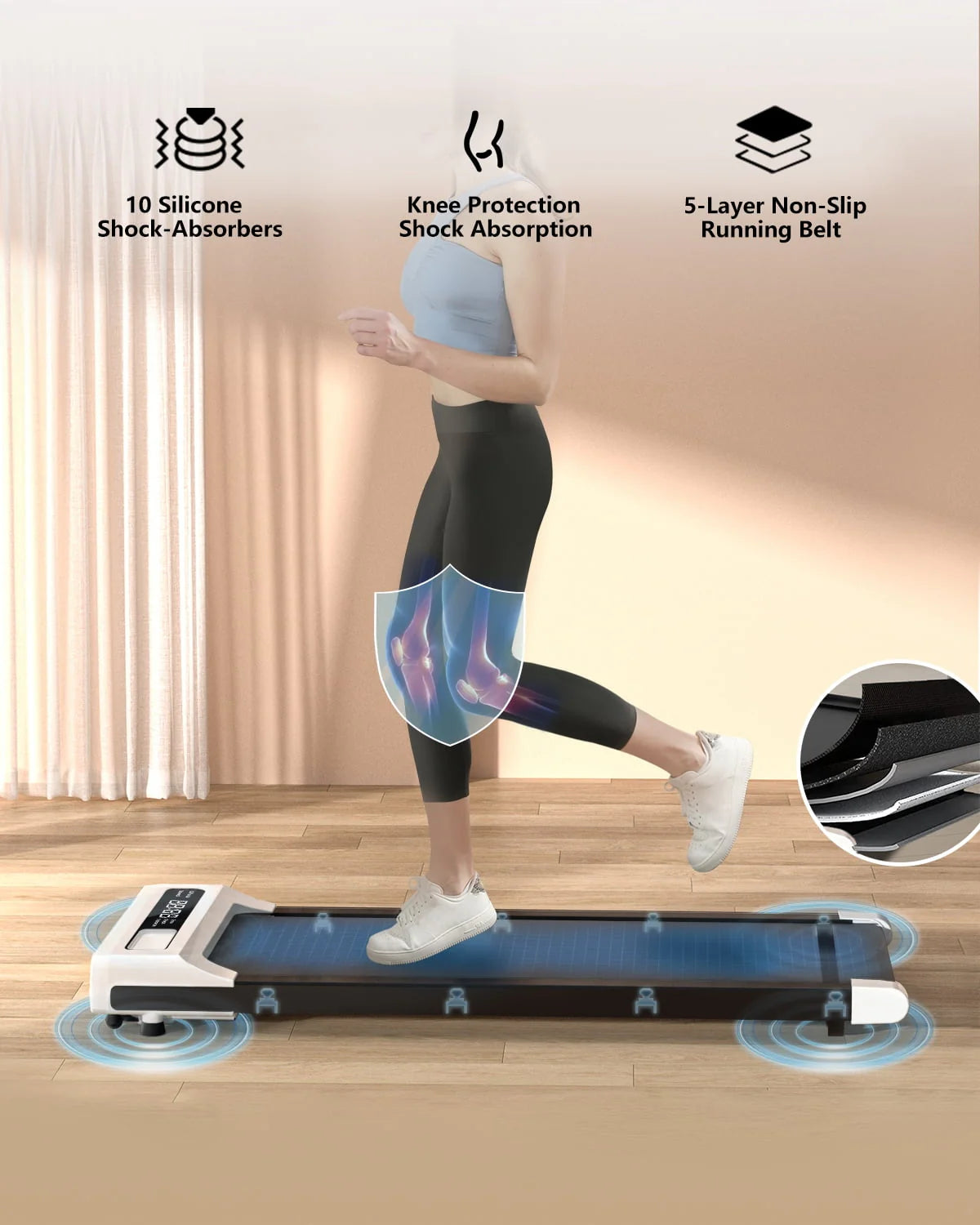 2 in 1 Under Desk Treadmill, 2.5HP Quiet Portable Treadmill, Black H1690