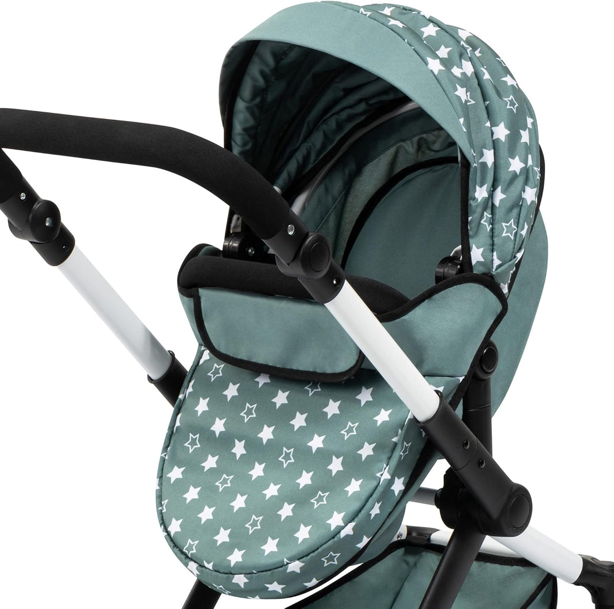 Stars Green & White Doll Pram with Handbag G4910