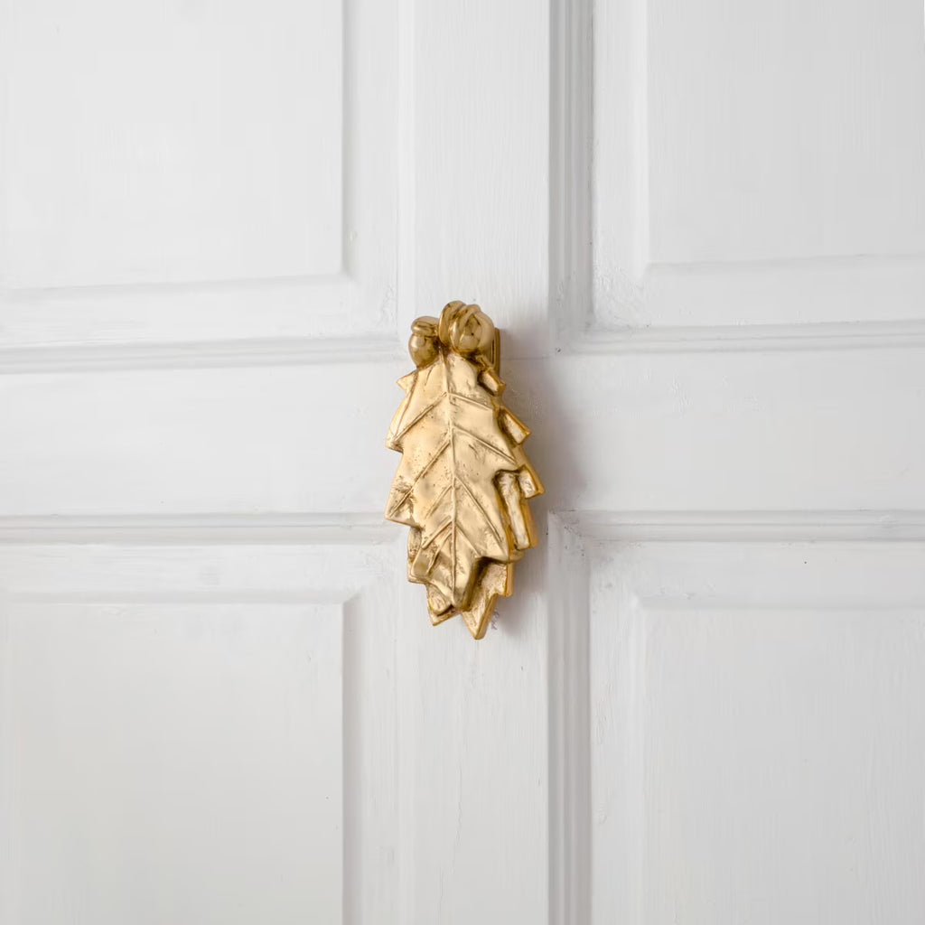 6" Solid Brass Oak Leaf Shaped Door Knocker R450