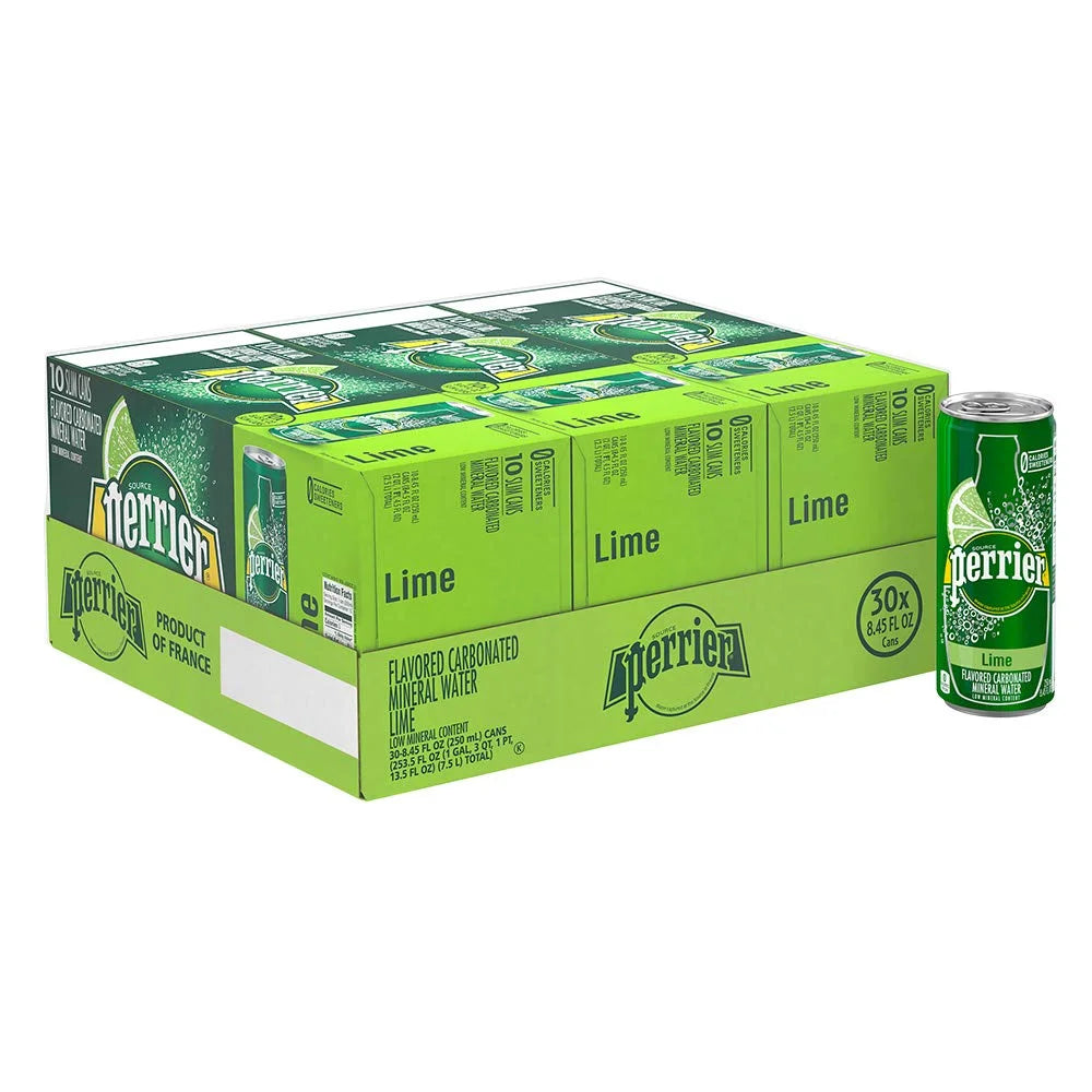 Lime Flavored Carbonated Mineral Water, 8.45 Fl Oz (30 Pack) Slim Cans M66602