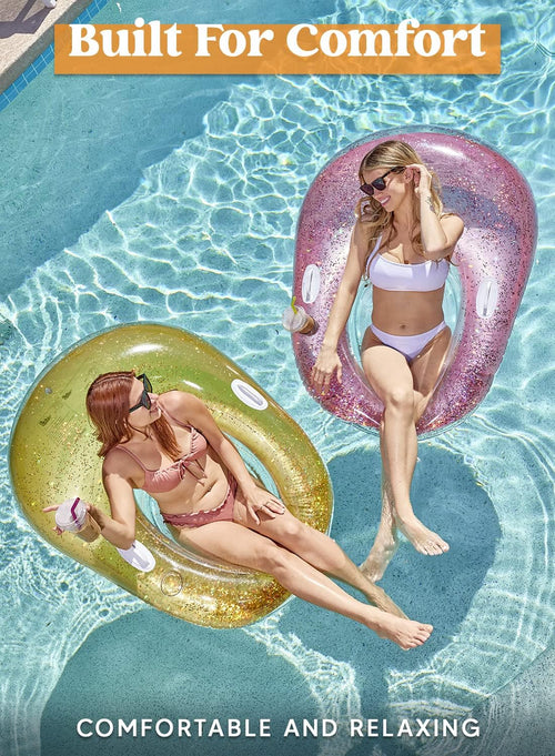 2 Packs Inflatable Pool Float Chair with Cup Holders G751255