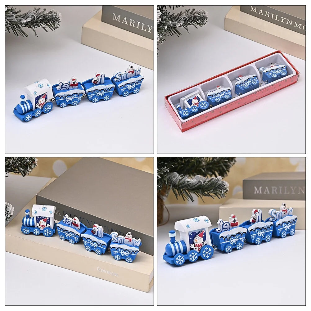 Christmas Wooden Train Playset 4 Boxes Q618892