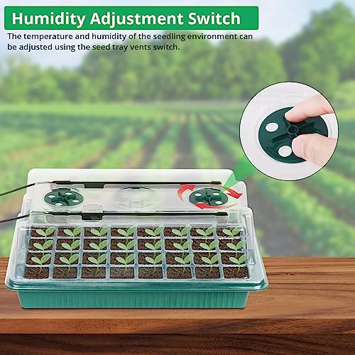 2 Pack 80 Cells Seed Starter Tray with Grow Light and Humidity Dome G32540