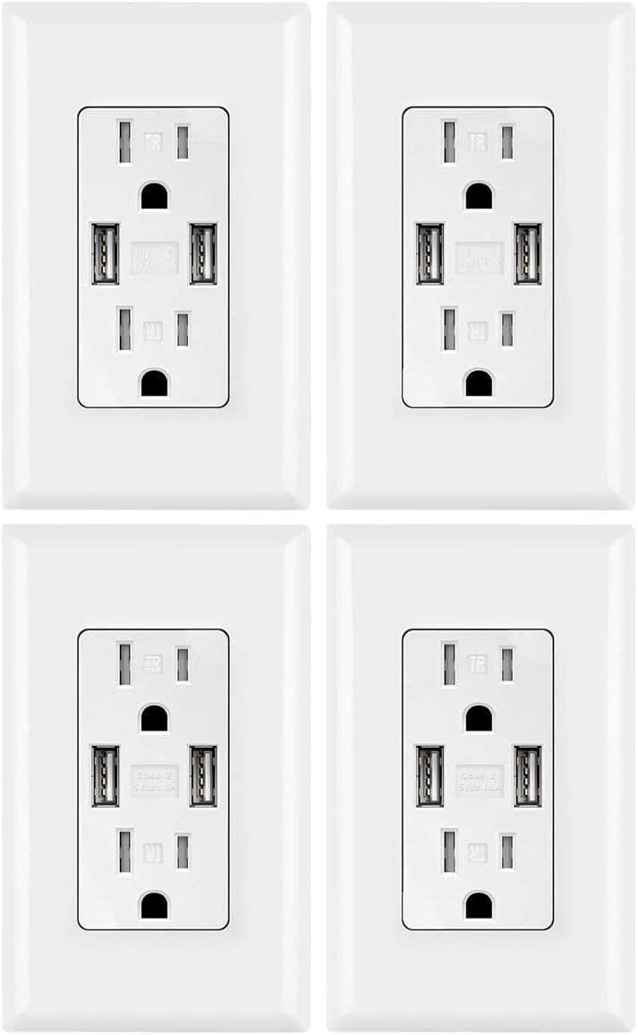 White 15 Amp Tamper Resistant USB Outlet W9459