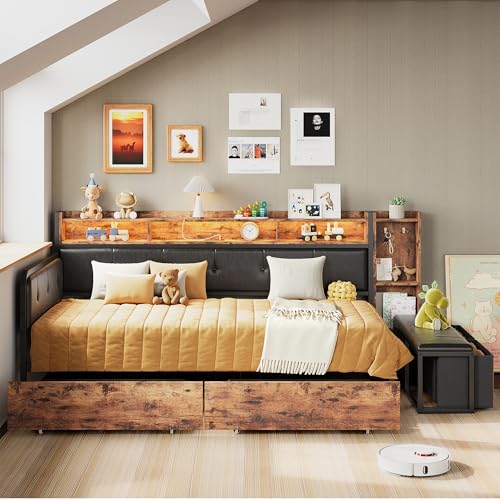 Twin Daybed with 2 Drawers and Charging Station C471029