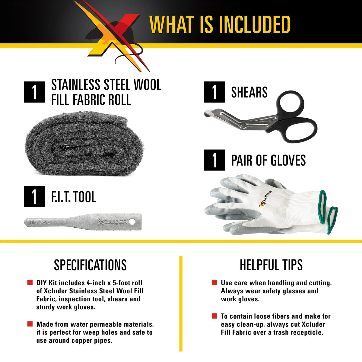 Stainless Steel Wool Fill Fabric DIY Kit with Inspection Tool F72582