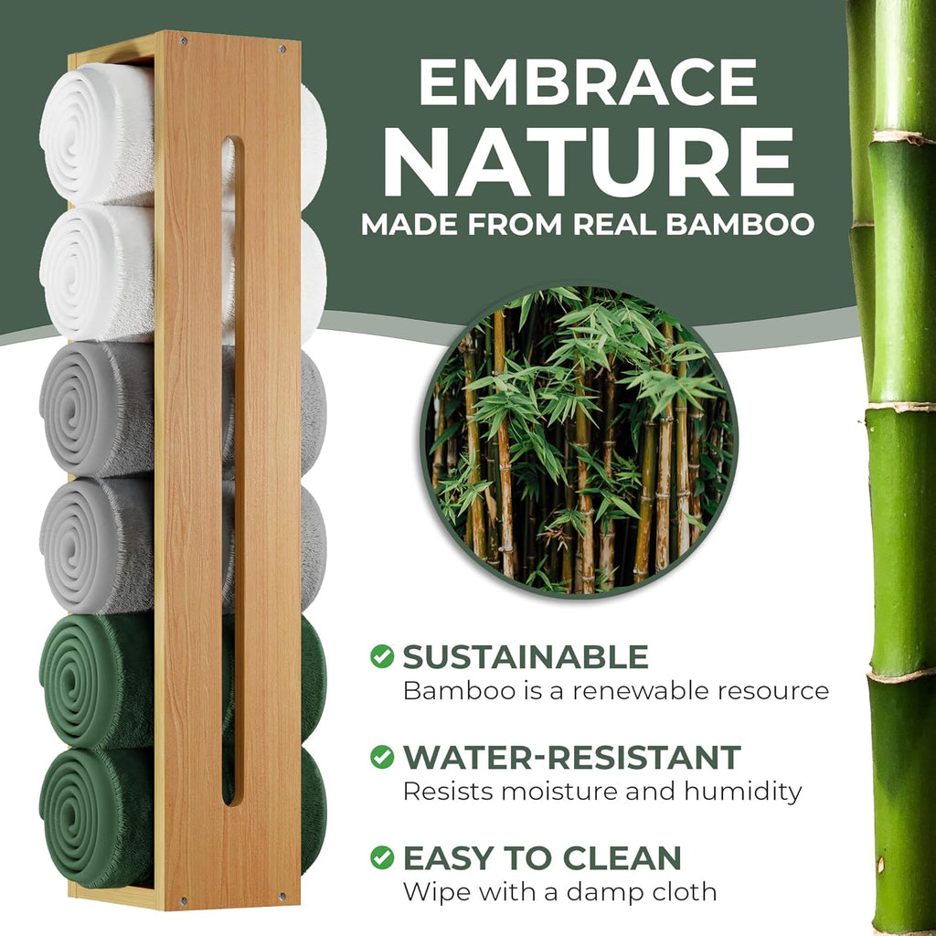 Bamboo Wall Mounted Towel Rack C7946