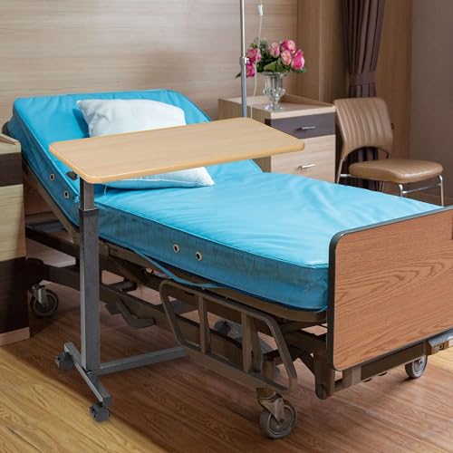 Overbed Table with Wheels Adjustable Height Wood Top Y541