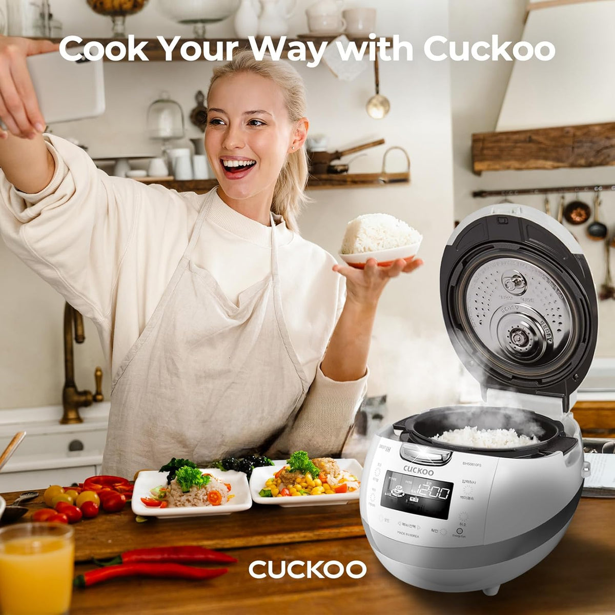 6-Cup Induction Heating Pressure Rice Cooker, Stainless Steel Inner Pot, White P28809