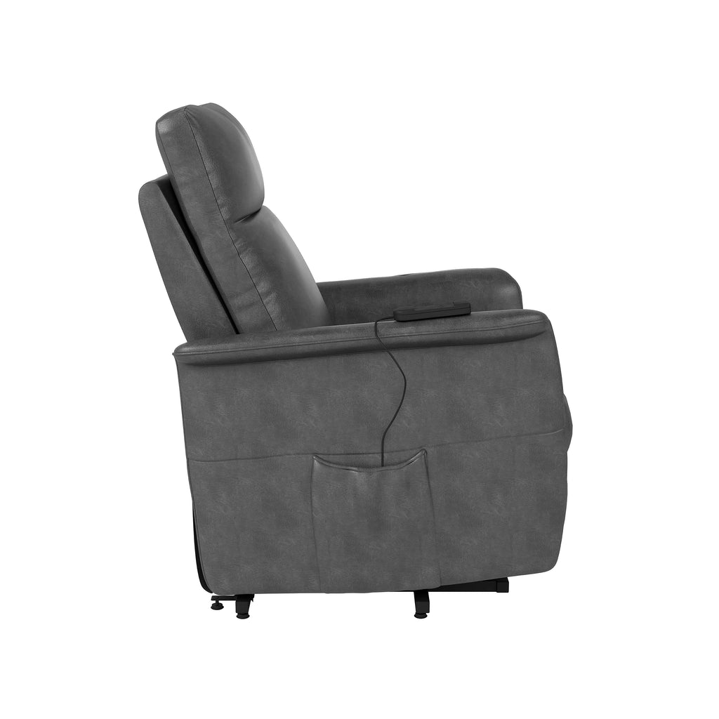 Gray Faux Leather Power Recline and Lift Chair Z8929