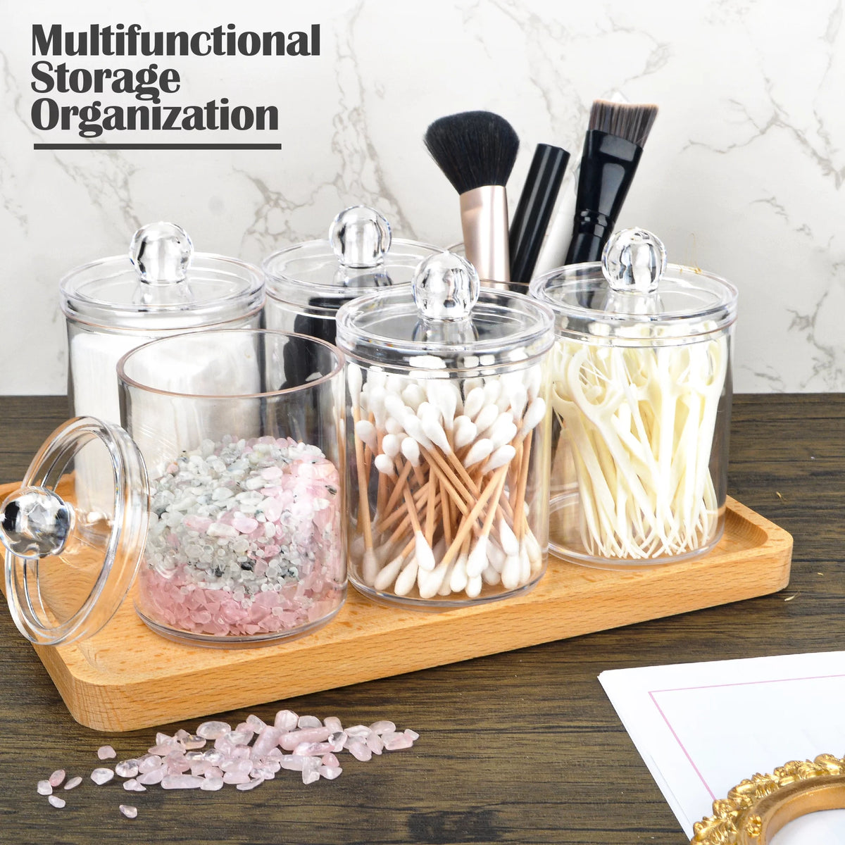 6 Pack Clear Plastic Apothecary Jars with Lids X234