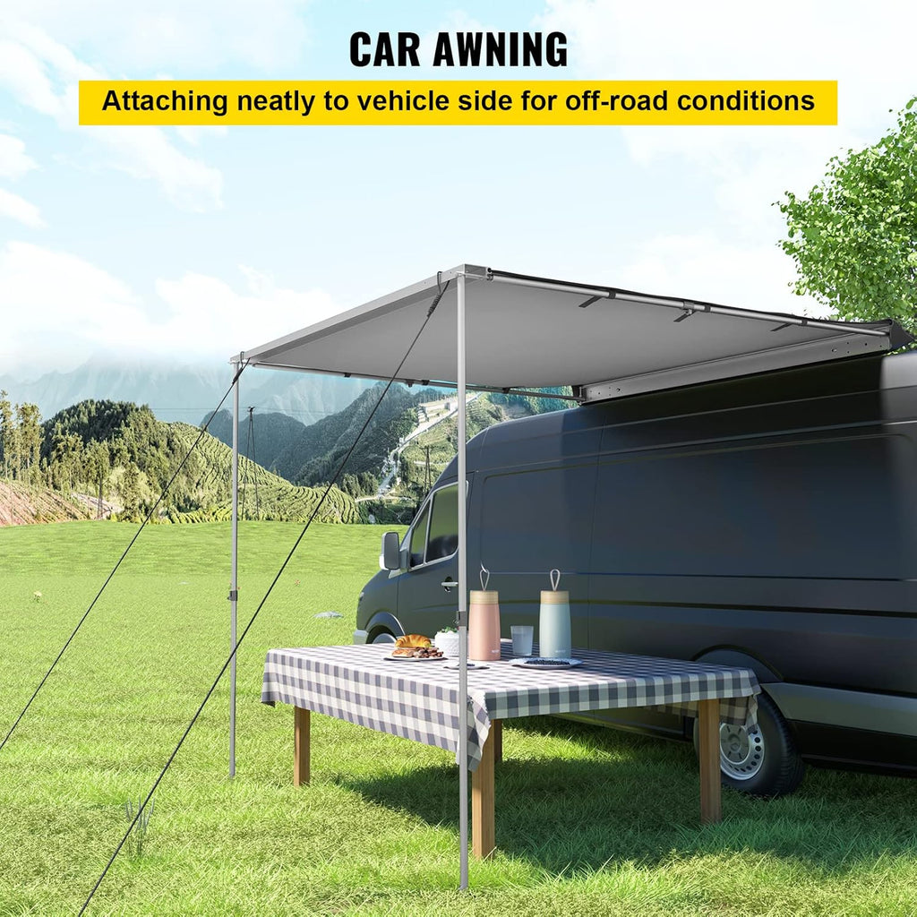Grey 6'x6' Retractable Vehicle Awning with Carry Bag Q65301