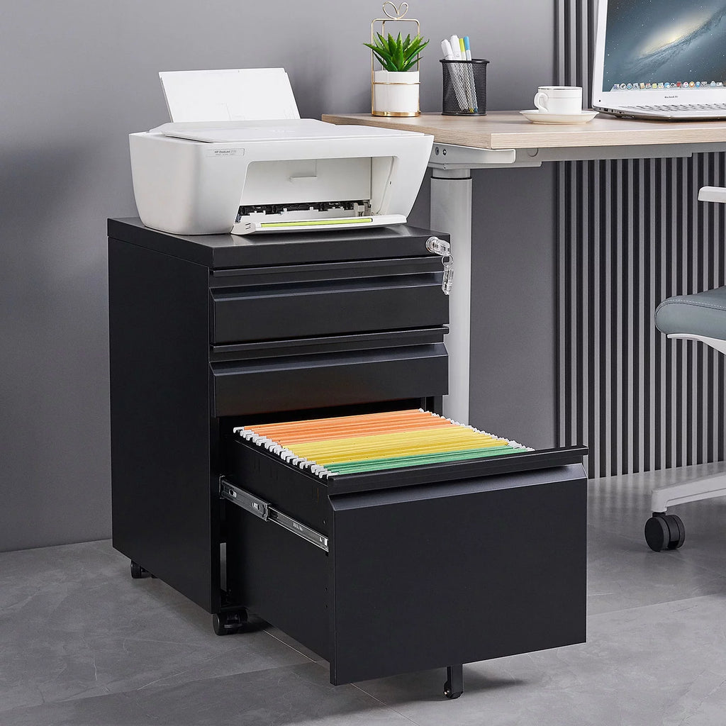 3 Drawer Black Metal File Cabinet with Lock P96022