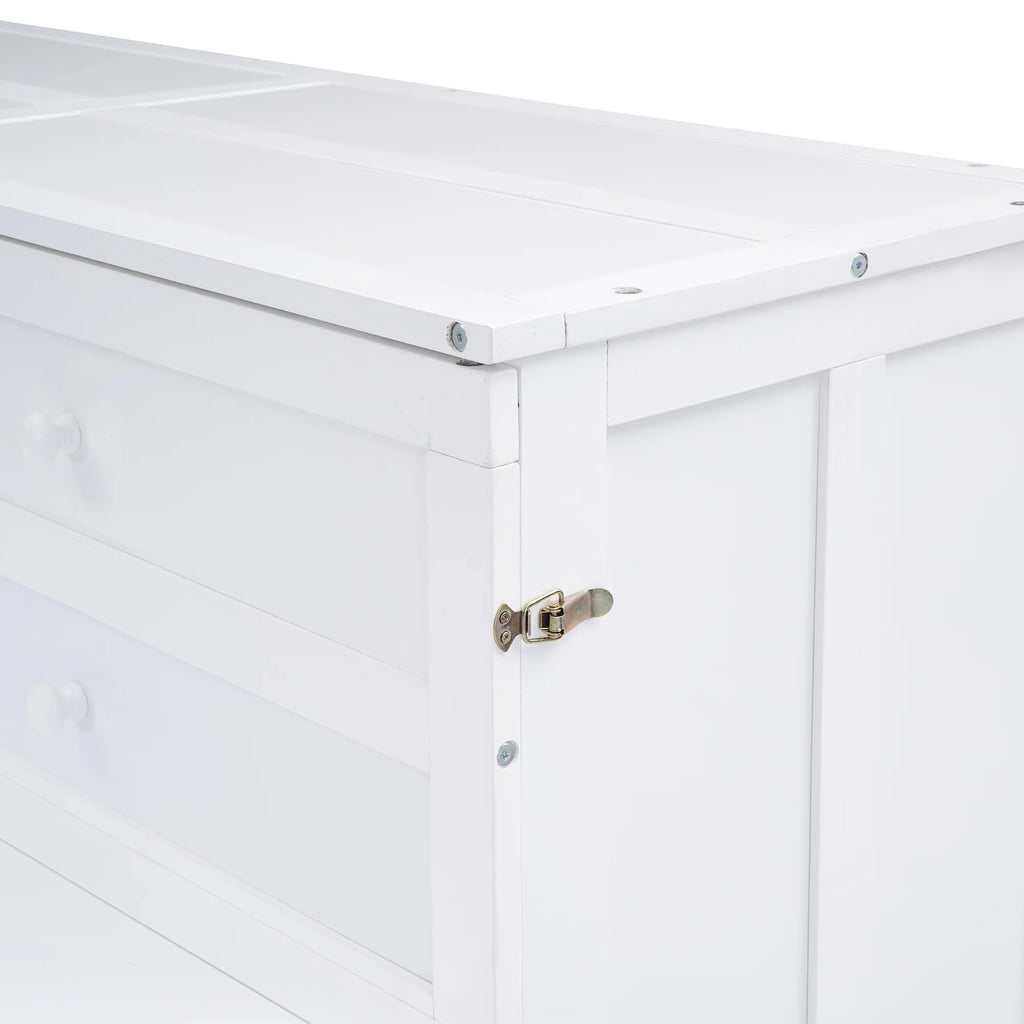 White Queen Size Murphy Bed with Charging Station and Shelf O797