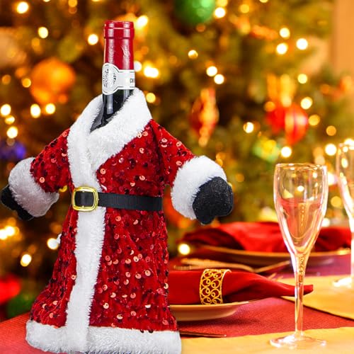 Christmas Red Sequin Wine Bottle Cover A289570
