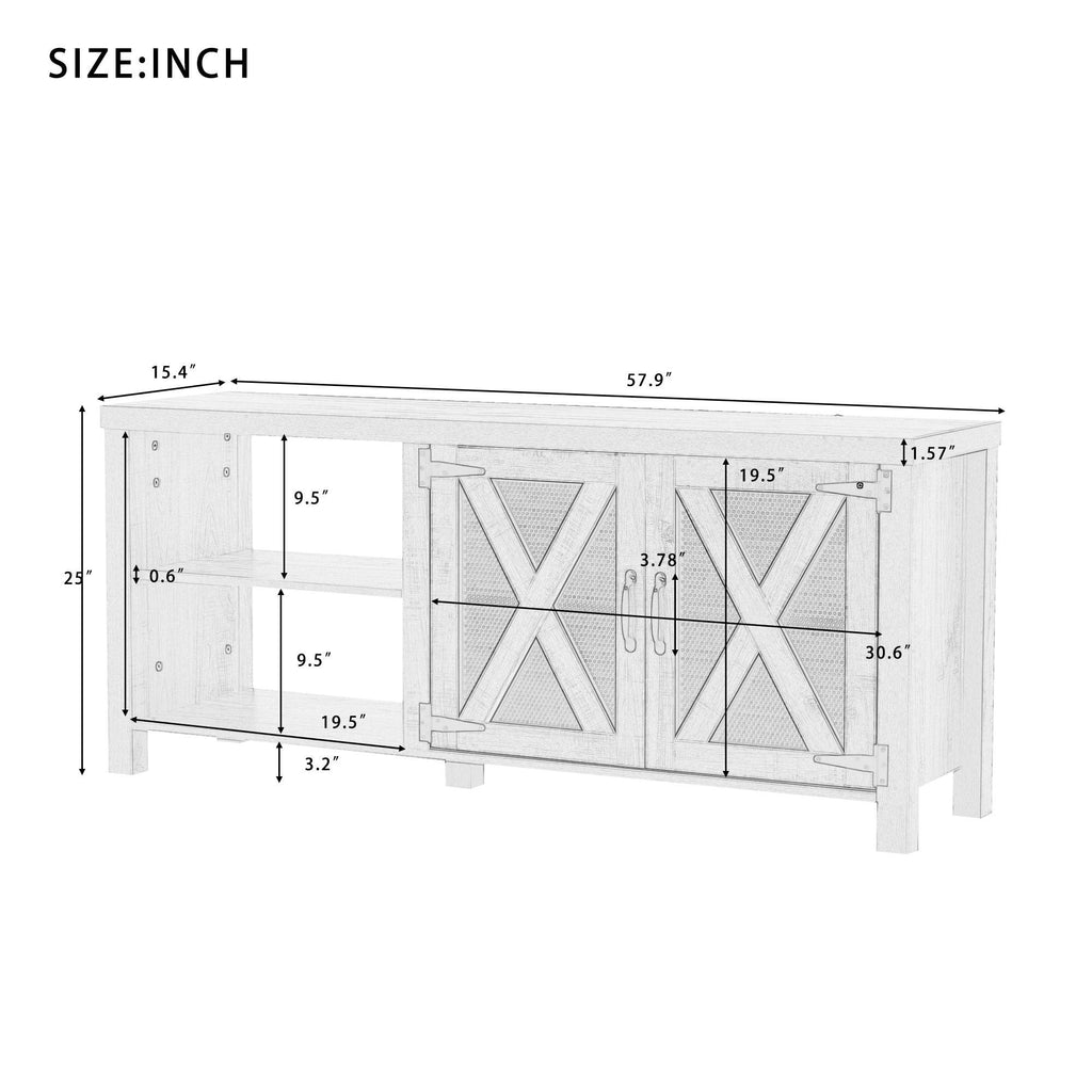 Grey TV Stand with Barn Door 2 Open Compartments J45878
