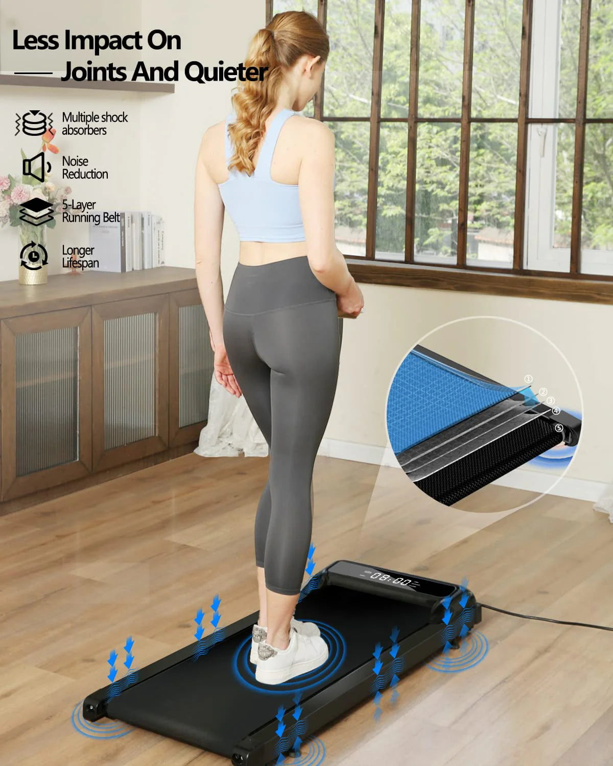 2 in 1 Under Desk Treadmill, 2.5HP Quiet Portable Treadmill, Black H1690