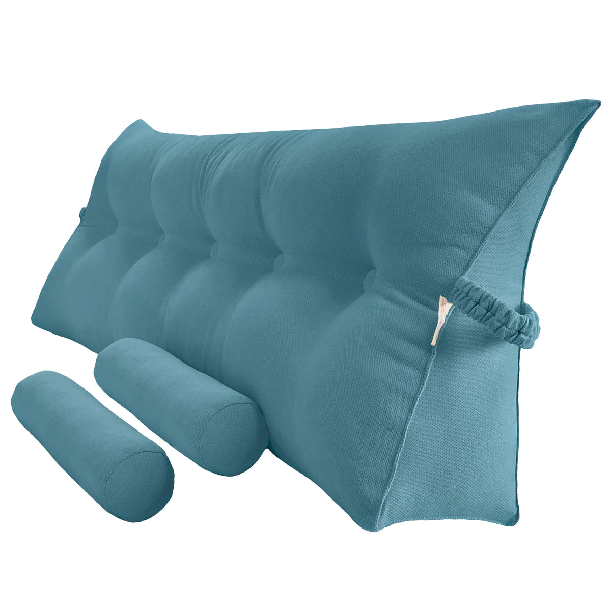Teal Blue King Size Wedge Pillow with Detachable Roll Pillows V487235