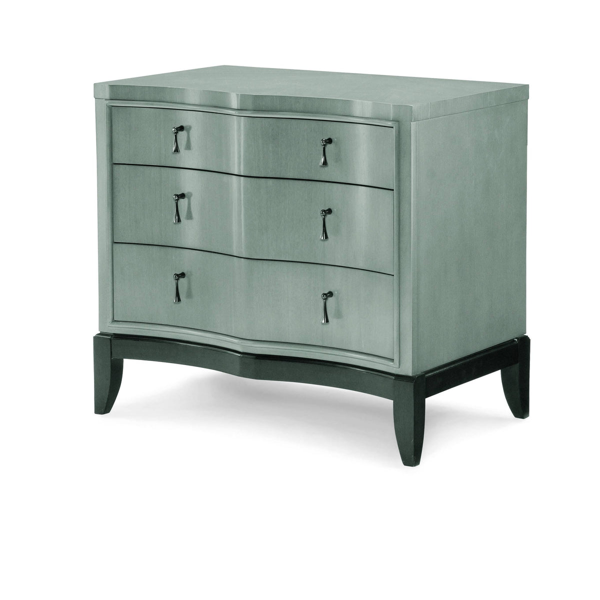 3 Drawer Night Stand in Platinum & Black Tie Wood V5381