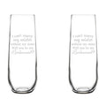Set of 2 Glass Champagne Flutes 8.5 oz Stemless V46669
