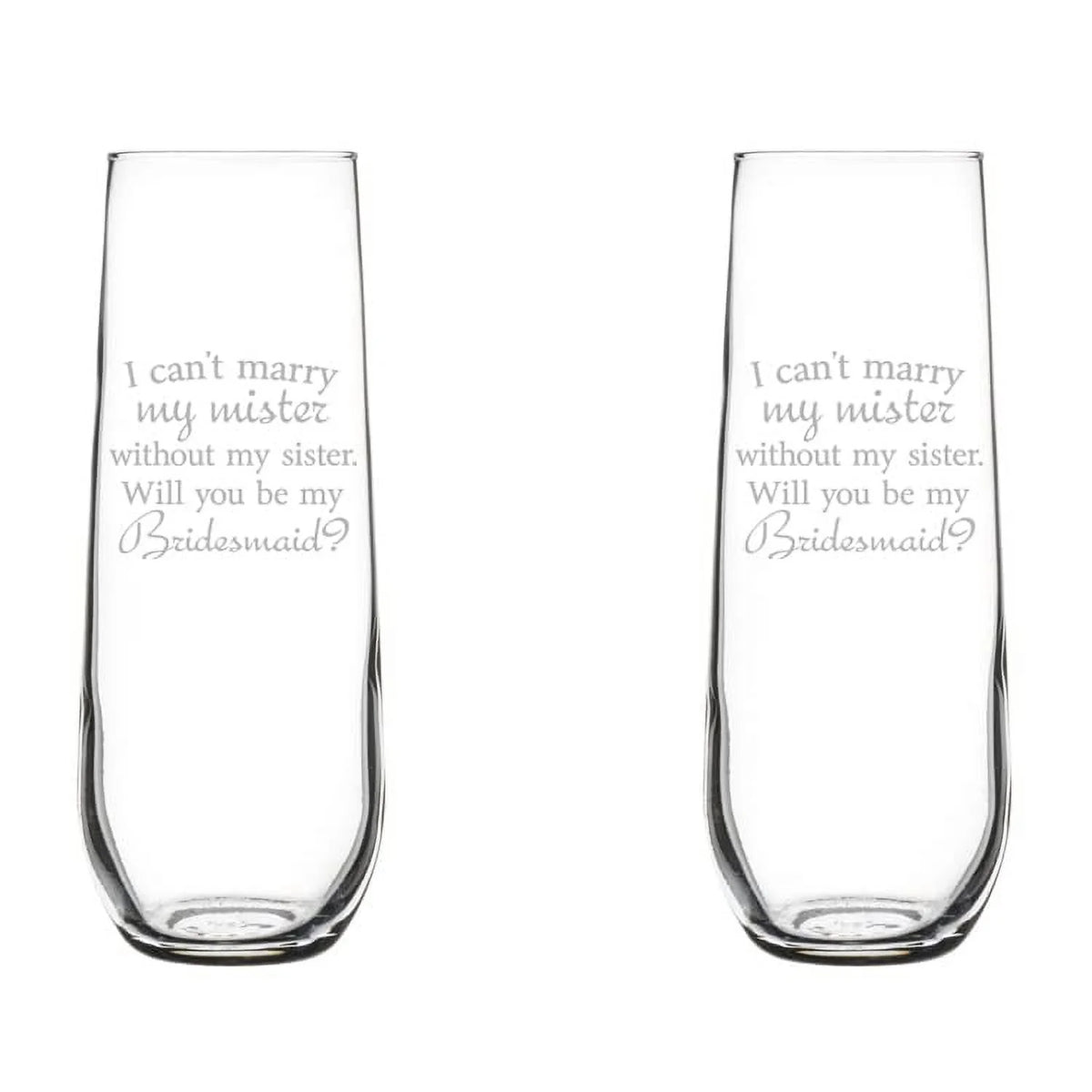 Set of 2 Glass Champagne Flutes 8.5 oz Stemless V46669