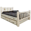 Natural Pine Wood Queen Storage Bed C2098