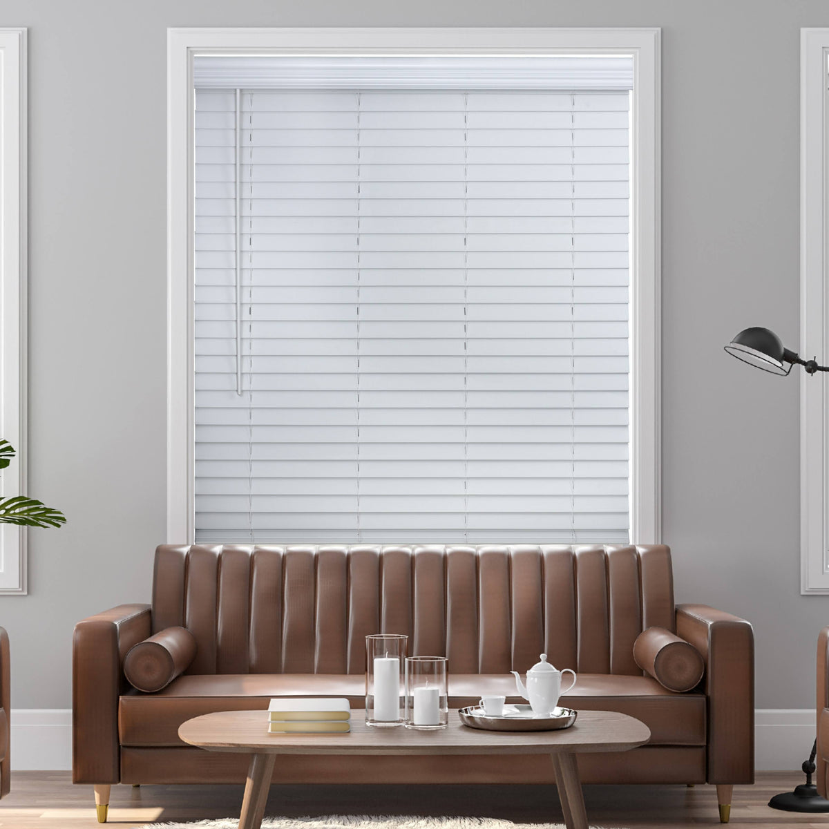 White Cordless Faux Wood Blind S401