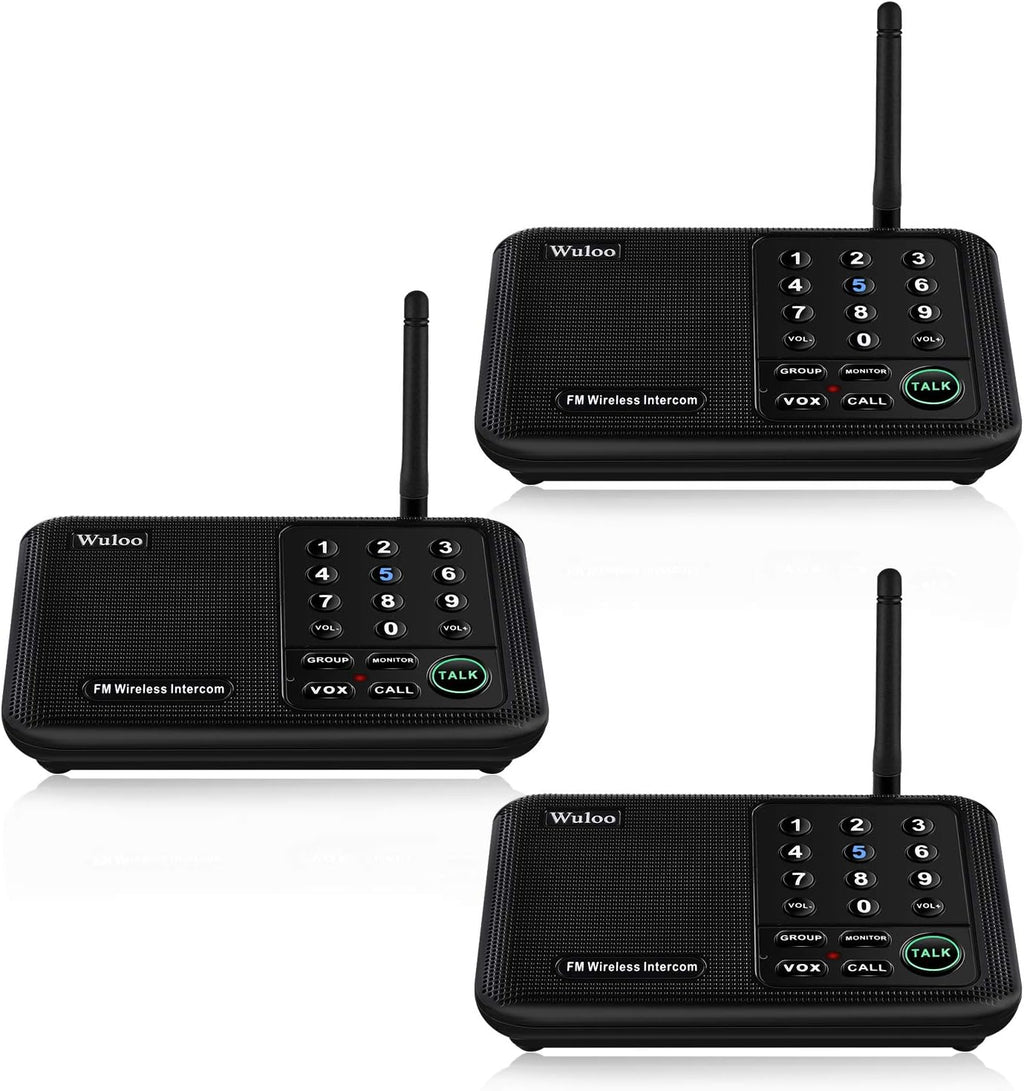 Wireless Intercom System, 3 Packs, Black Y83332