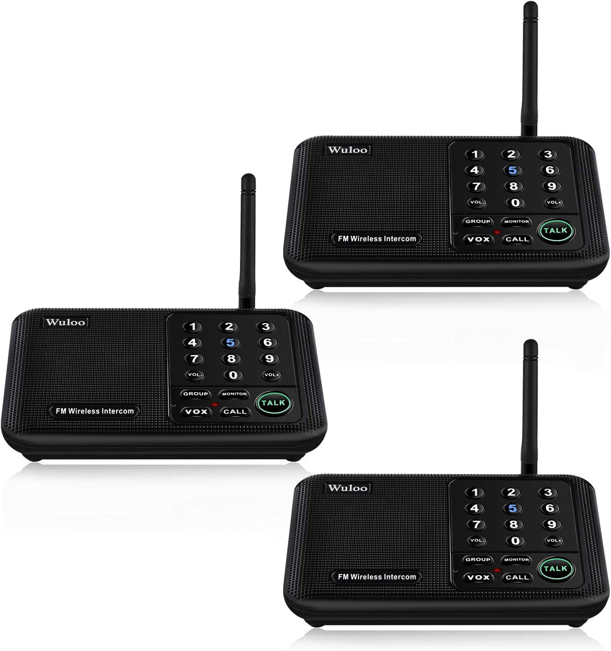 Wireless Intercom System, 3 Packs, Black Y83332