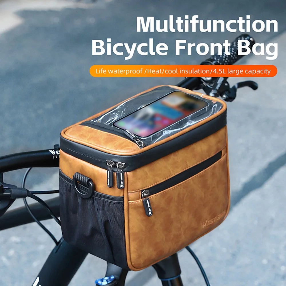 Waterproof PU Leather Bike Front Bag with Touchscreen Phone Holder H794769