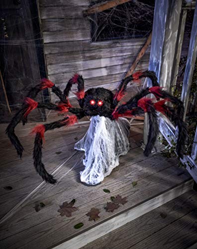LED Red and Black Jumping Spider Animatronic 21 Inches U853059