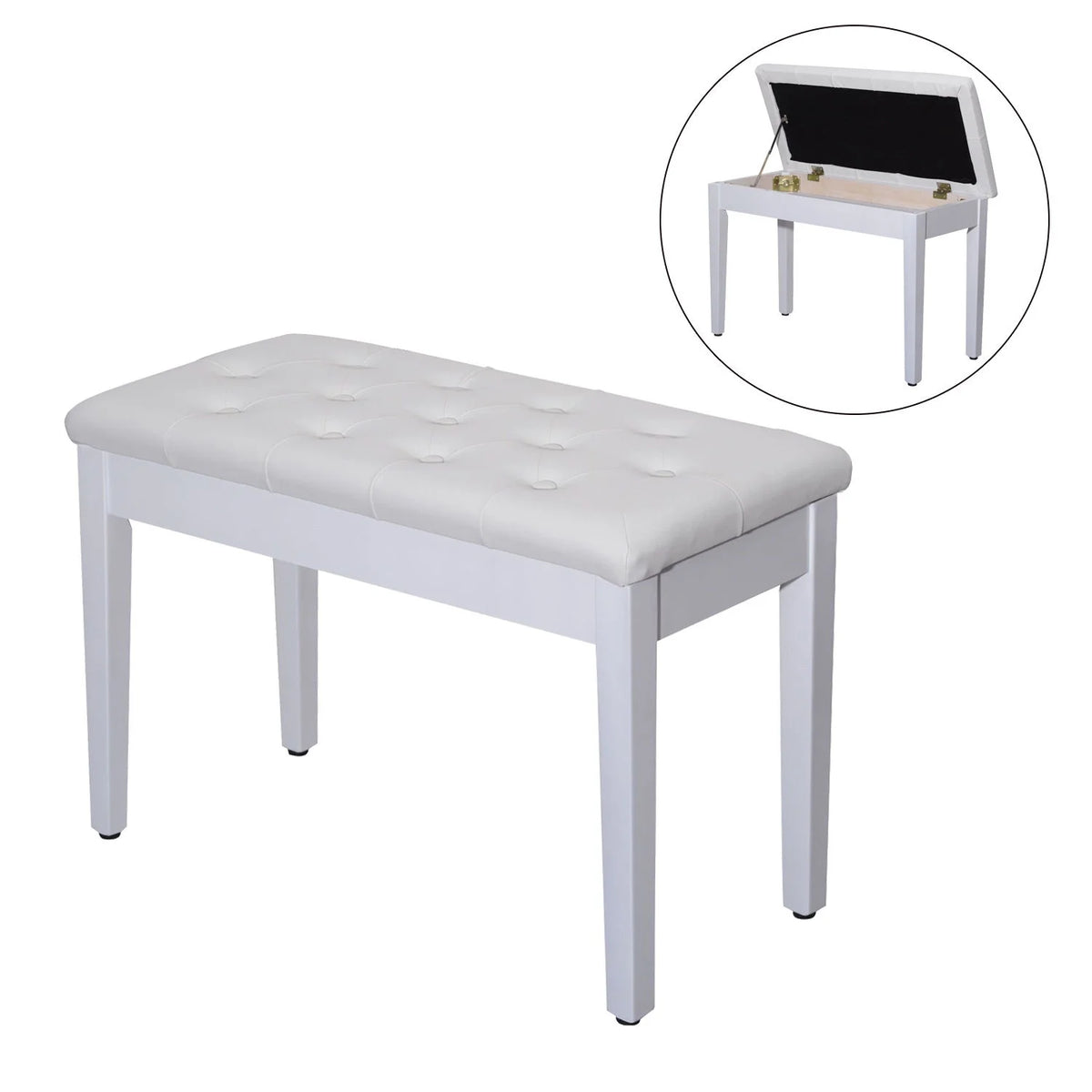 Birchwood Faux Leather Padded 2 Person Piano Bench N706593