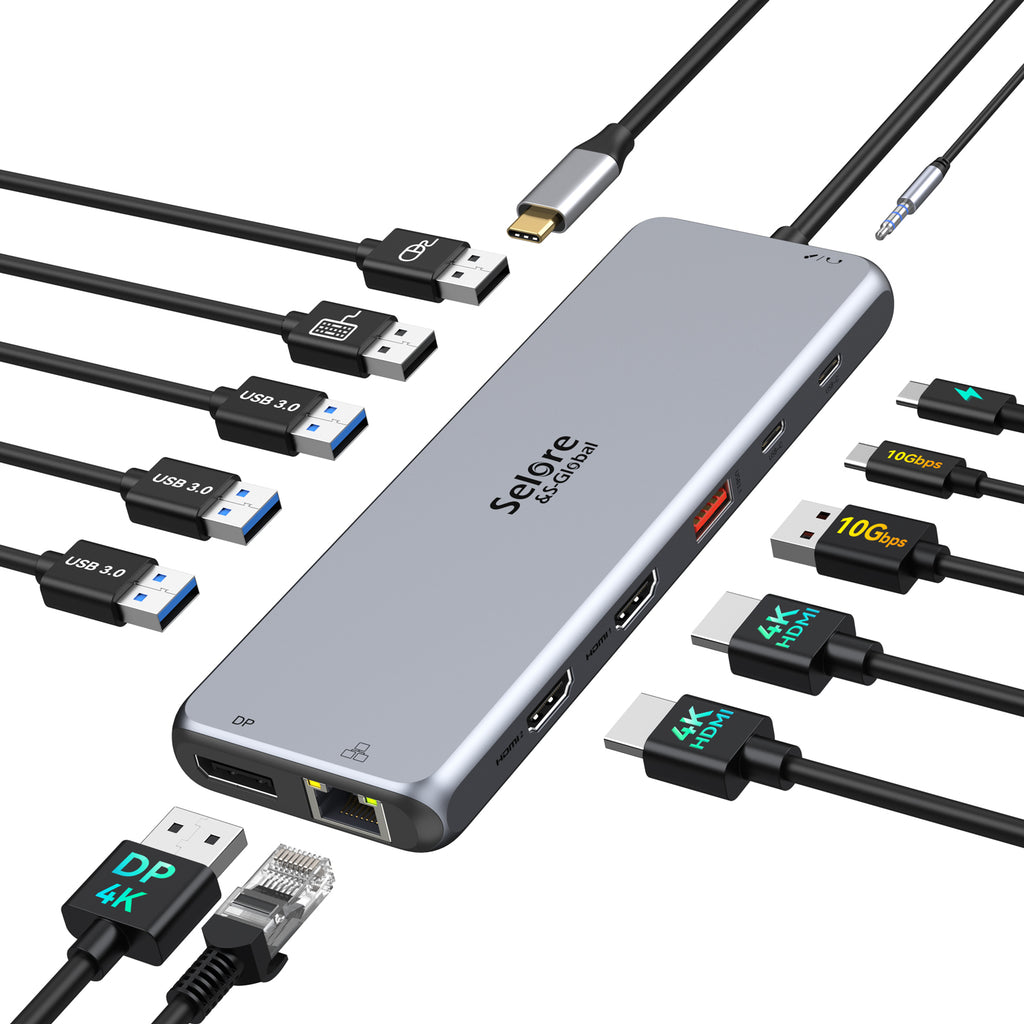 13 in 1 USB C Docking Station Dual Monitor Triple Monitor Hub O33482