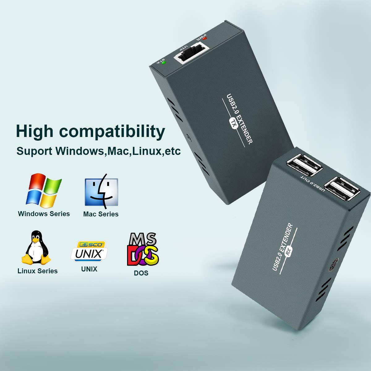 USB Extender 165ft Kit with 4 USB 2.0 Hub, Over Ethernet Cat5e/6/7 R884
