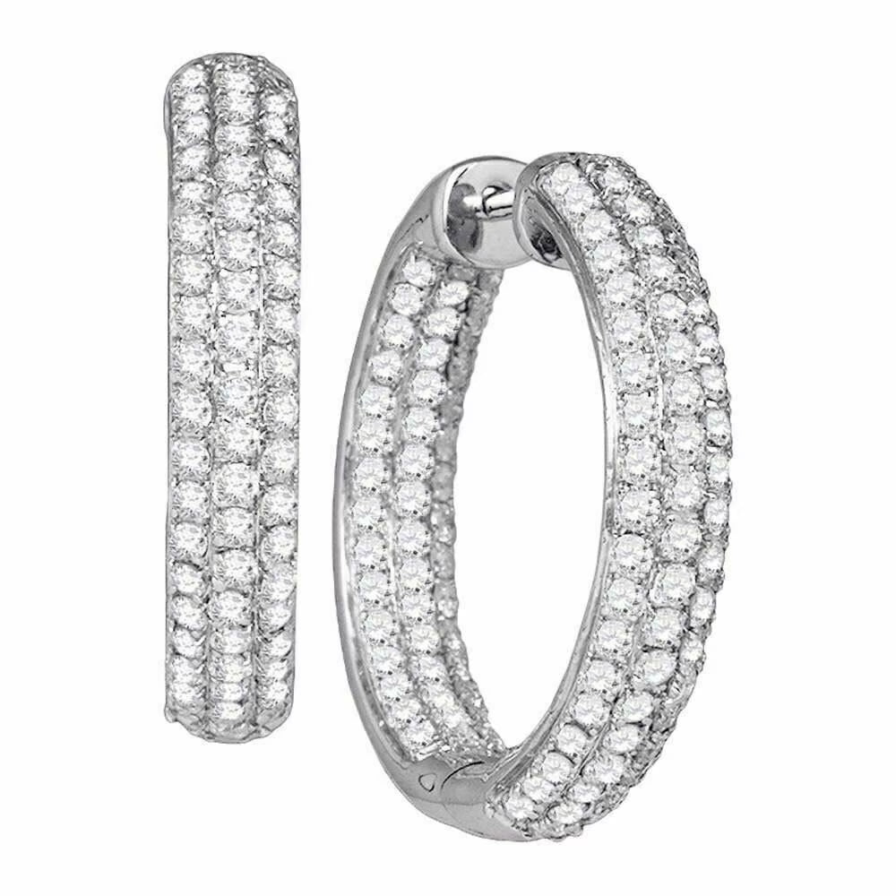 14K White Gold Round Hoop Earring J82995